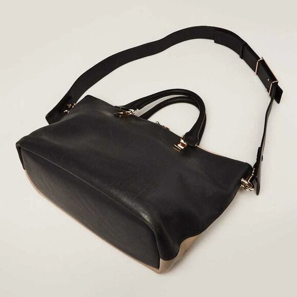 Chloe Grey/Black Leather Two-Tone Medium Baylee Tote Bag - Picture 9 of 11